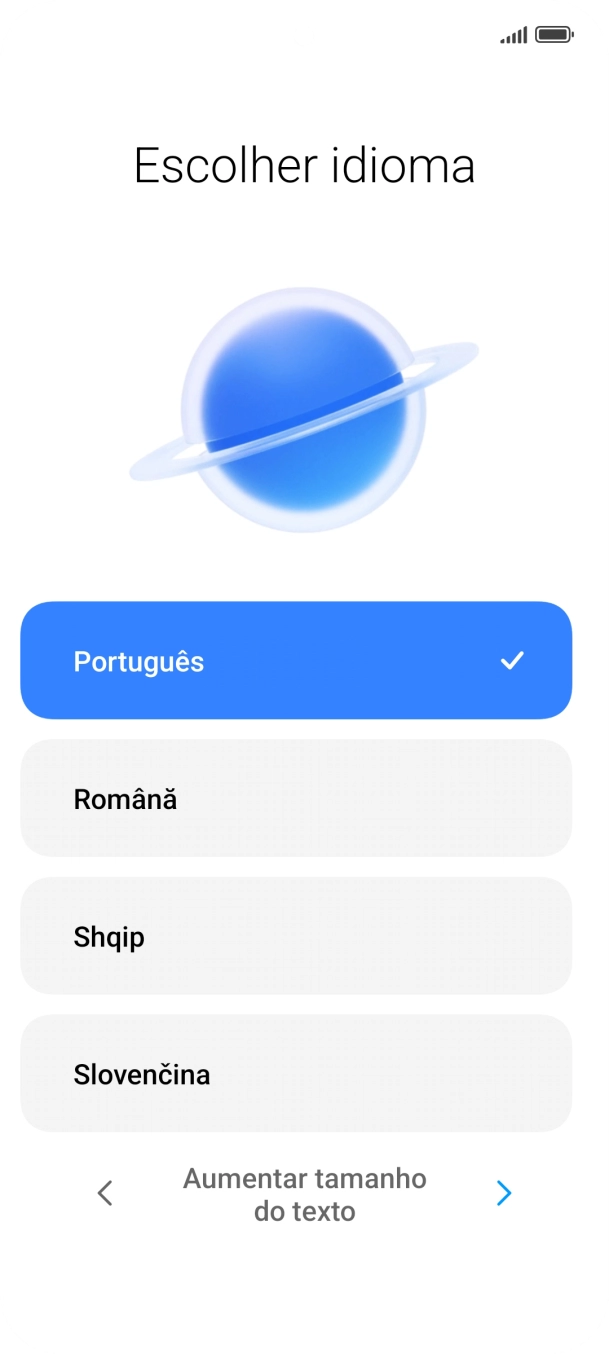 Prima o idioma pretendido.