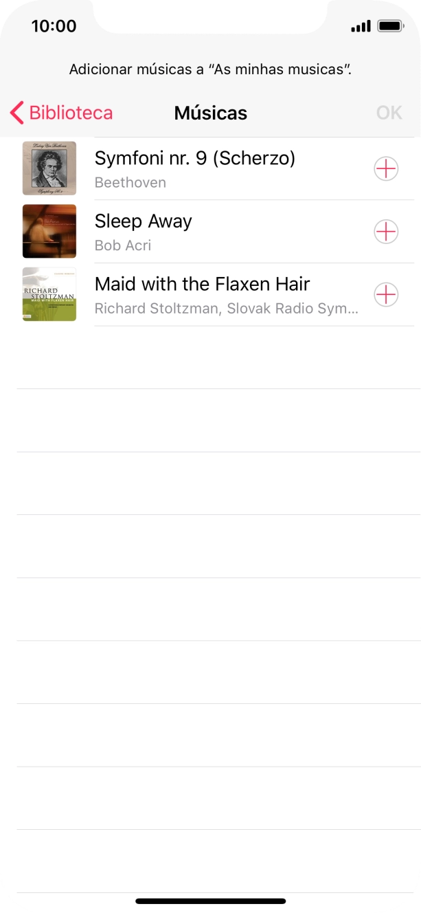 Vá até à categoria pretendida e prima o ficheiro de música pretendido.