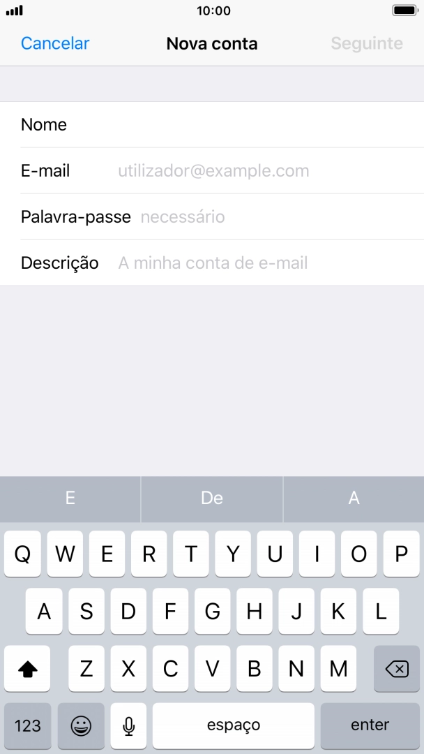 Prima E-mail e introduza o seu endereço de e-mail.