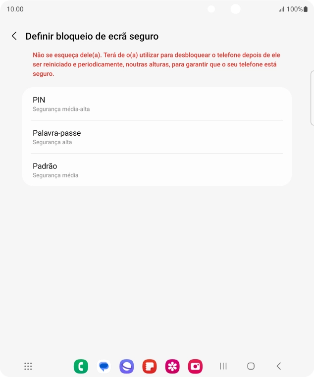 Prima o código de bloqueio do telefone pretendido e siga as indicações no ecrã para estabelecer um código de bloqueio adicional.