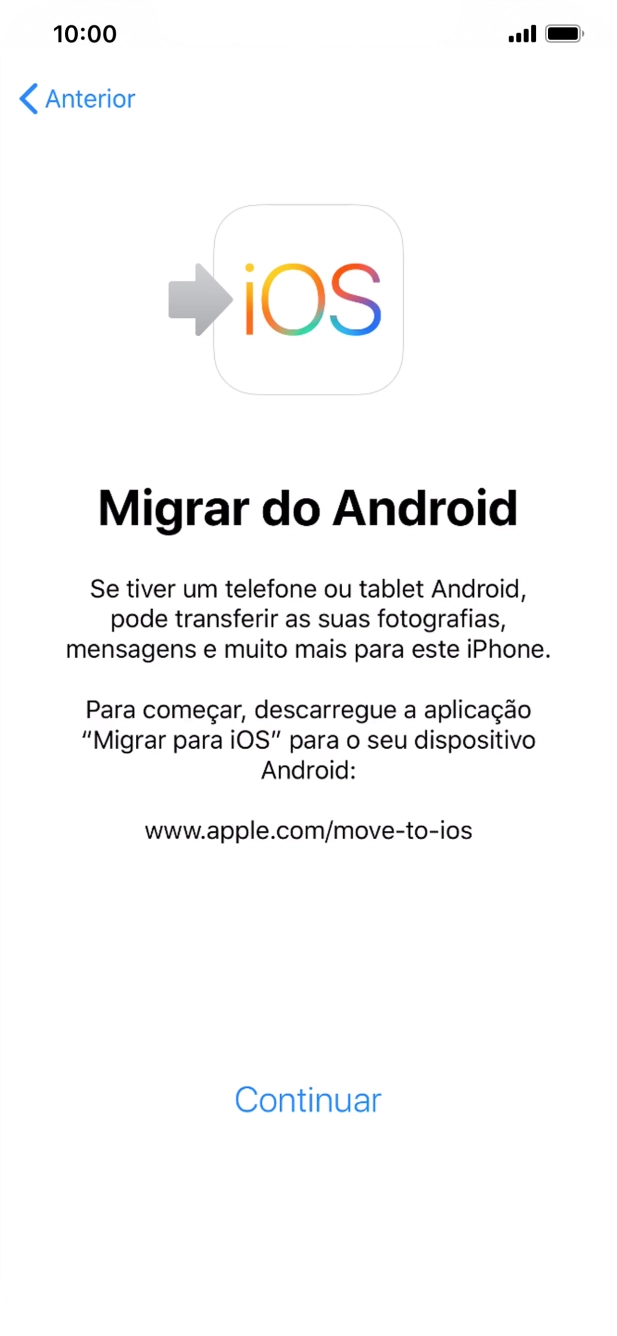 Antes de ser possível transferir conteúdo para o seu telefone, é necessário instalar a app 