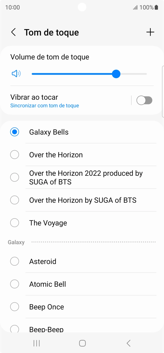 Prima os tons de toque pretendidos para os ouvir.
