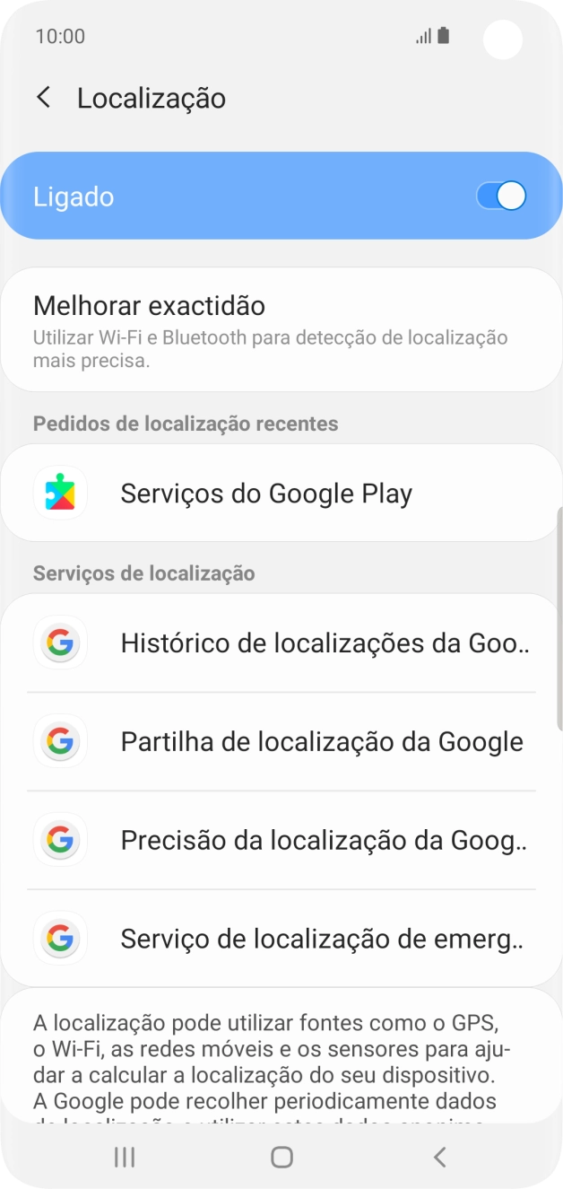 Prima Precisão da localização da Goog...