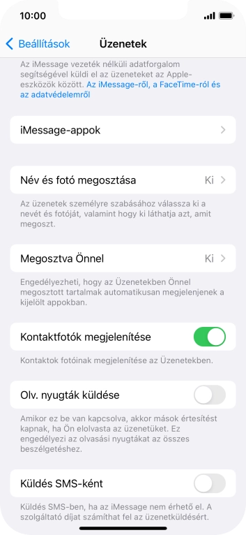 Kattints a „Küldés SMS-ként” melletti csúszkára a funkció be- vagy kikapcsolásához.