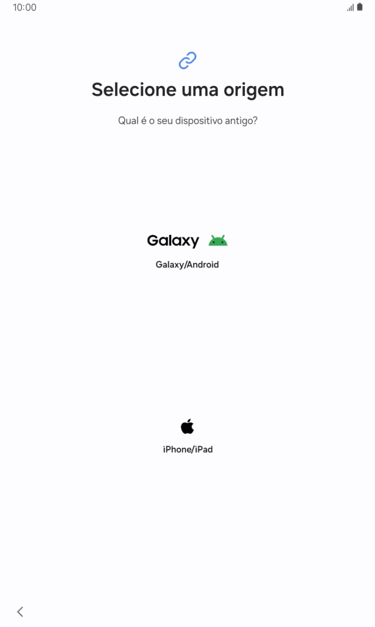 Prima a definição pretendida e siga as indicações no ecrã para transferir conteúdo de outro dispositivo.