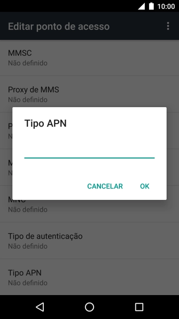Introduza default e prima OK.