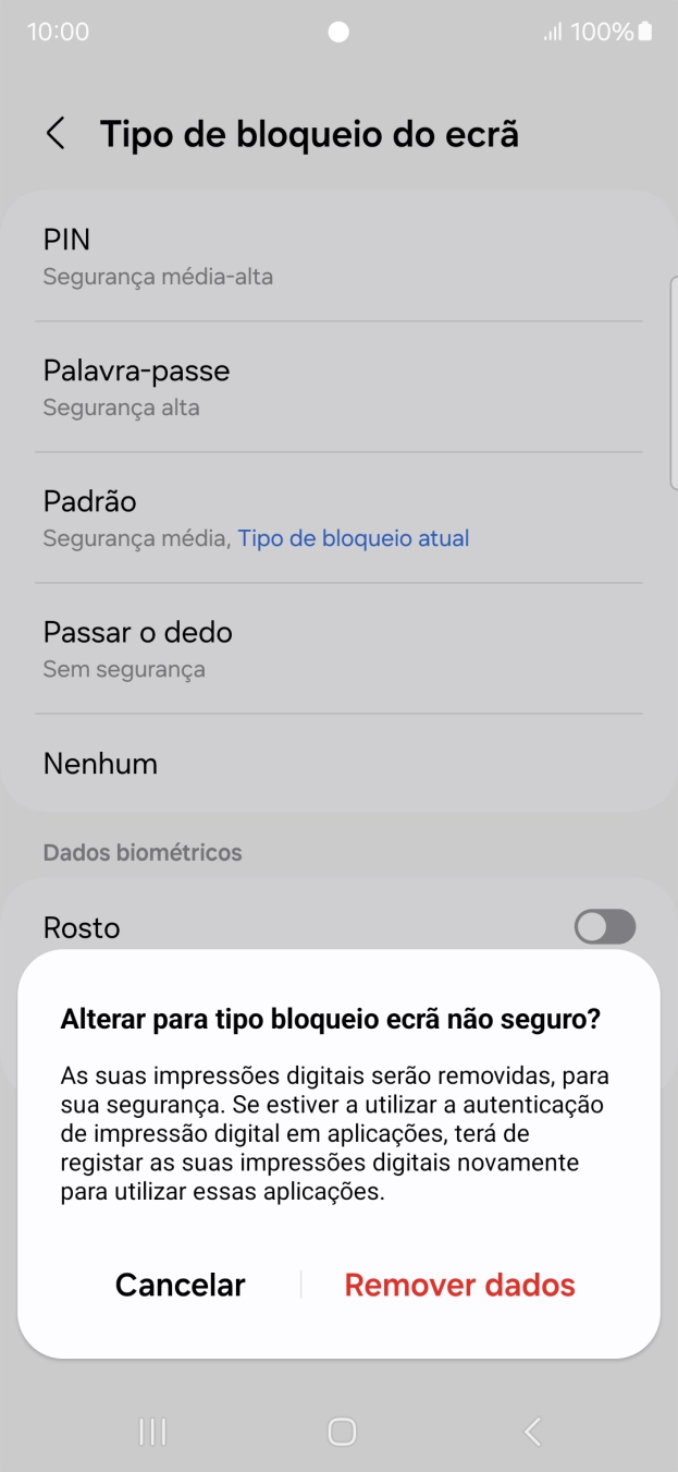Prima Remover dados.