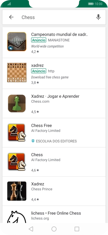 Prima a app pretendida.