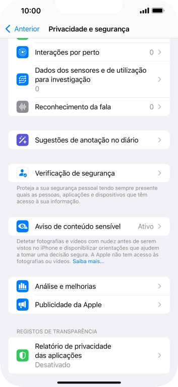 Prima Relatório de privacidade das aplicações.