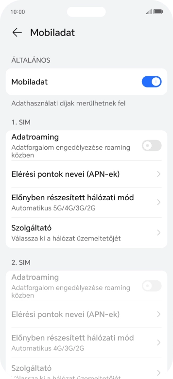Válaszd a Szolgáltató lehetőséget.