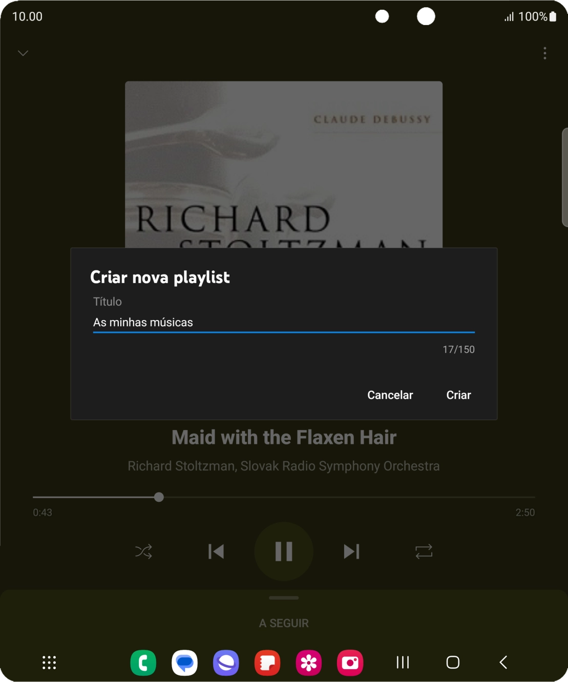 Introduza o nome pretendido para a lista de reprodução e prima Criar.