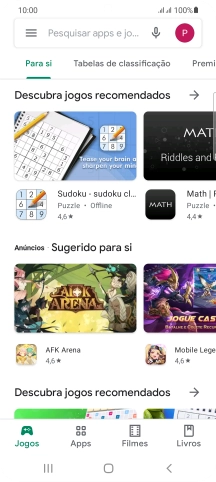 Deslize o dedo sobre o ecrã da esquerda para a direita.