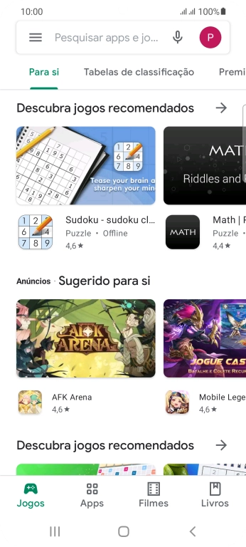 Deslize o dedo sobre o ecrã da esquerda para a direita.