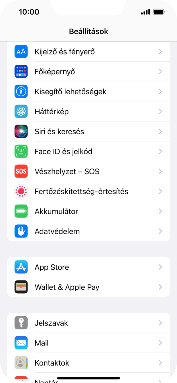 Válaszd a Face ID és jelkód lehetőséget.