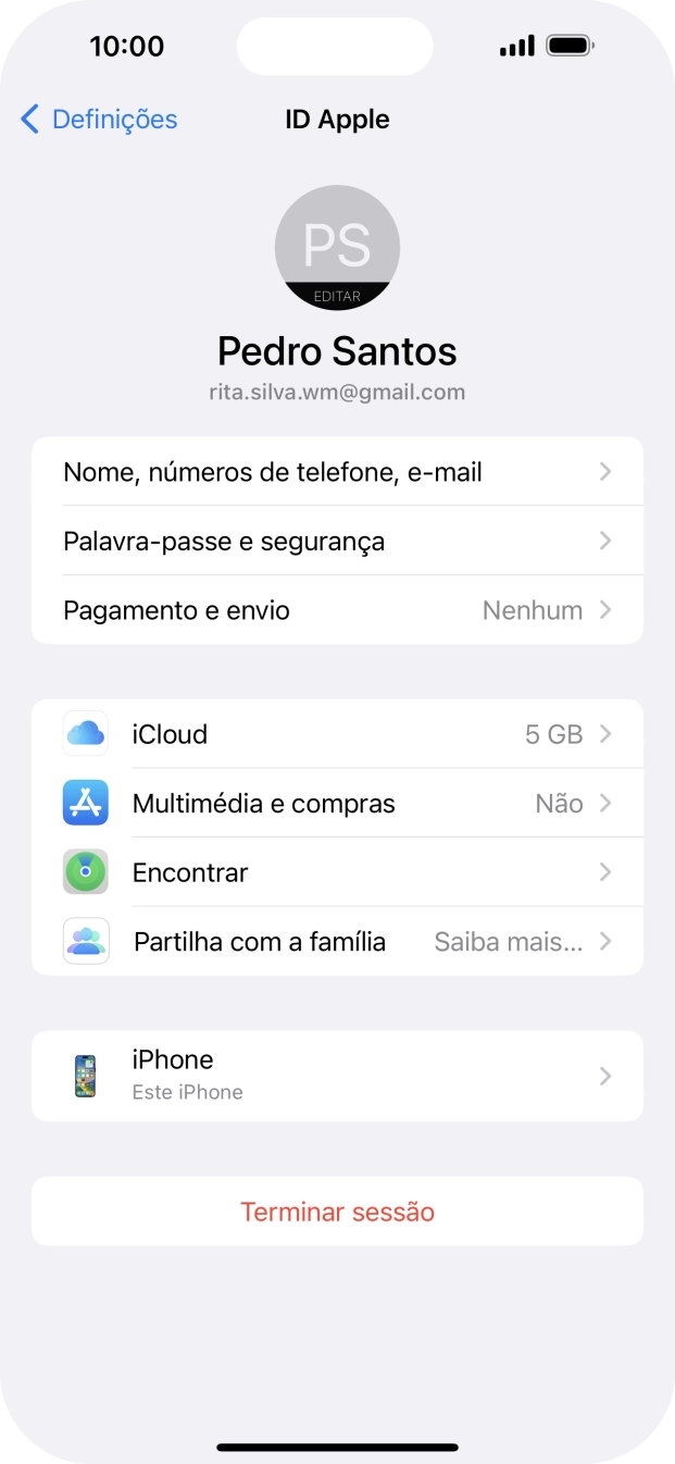 Para voltar ao ecrã inicial, deslize o dedo de baixo para cima a partir da base do ecrã.