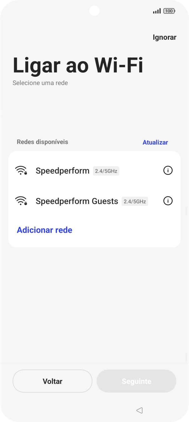 Prima a rede Wi-Fi pretendida.