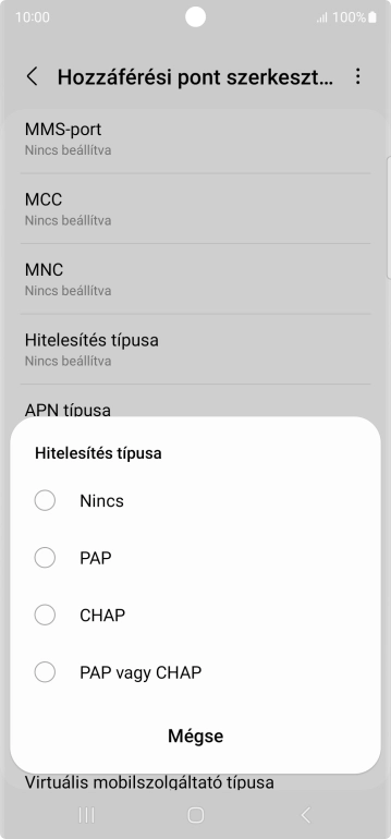 Válaszd a PAP lehetőséget.