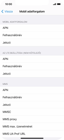 Válaszd az APN lehetőséget. Amennyiben előfizetésed van, írd be azt, hogy mms.vodafone.net.
