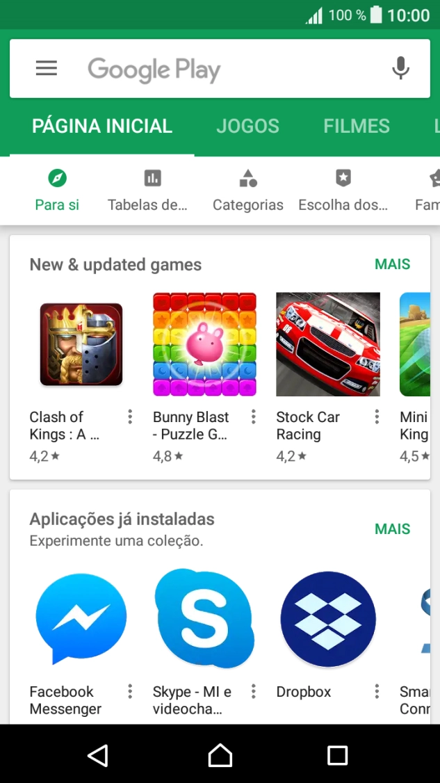 Deslize o dedo sobre o ecrã da esquerda para a direita.