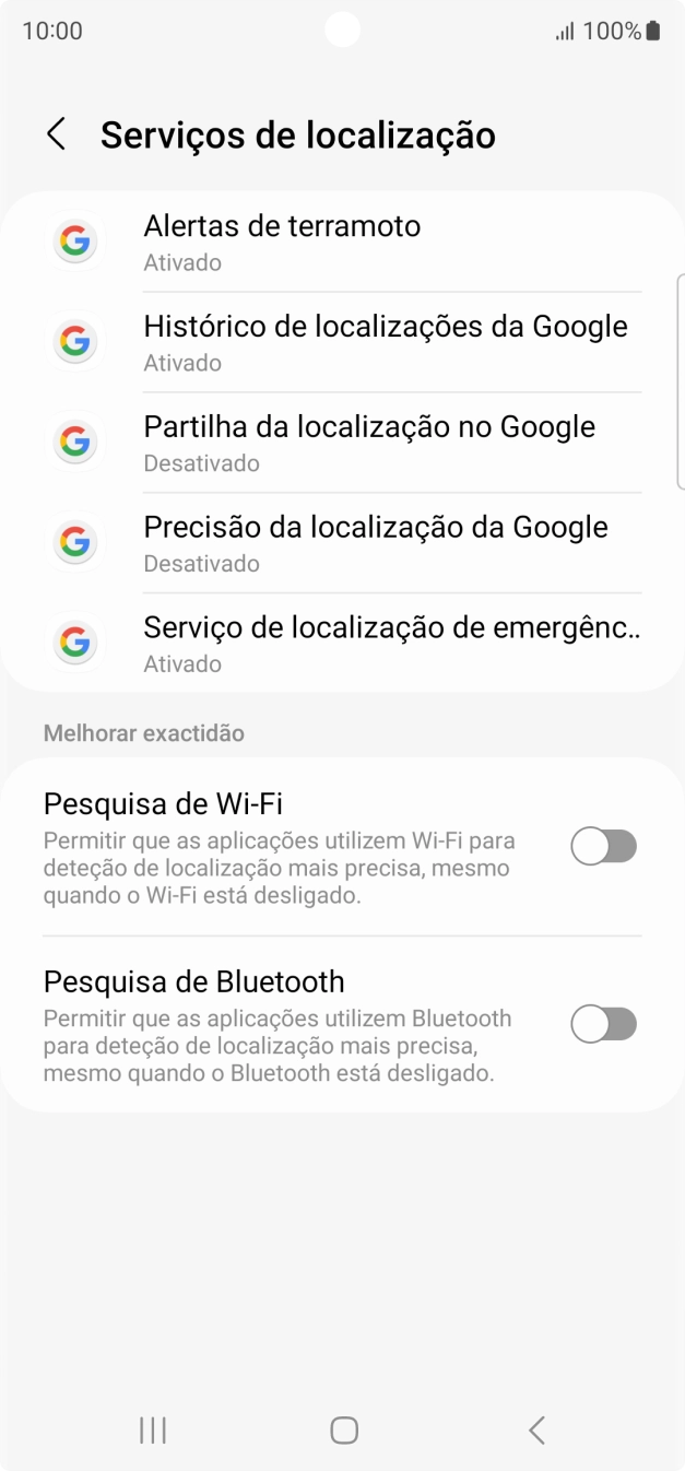 Prima Precisão da localização da Google.