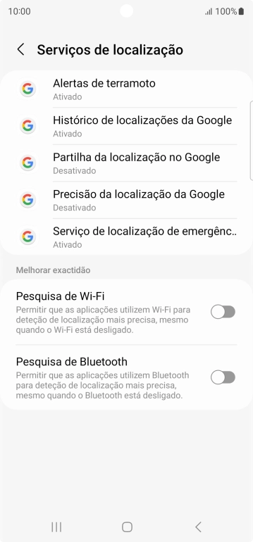 Prima Precisão da localização da Google.