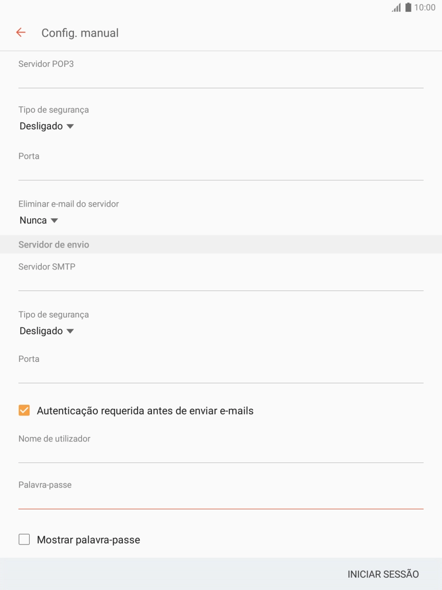 Prima INICIAR SESSÃO.