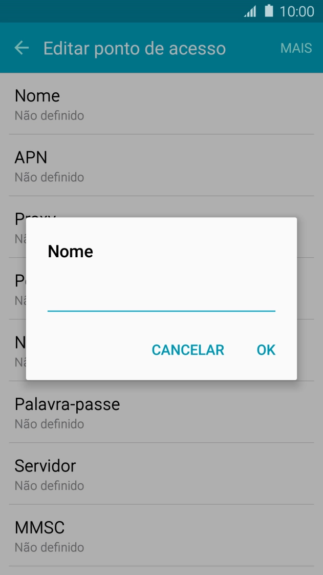 Introduza Vodafone Internet e prima OK.