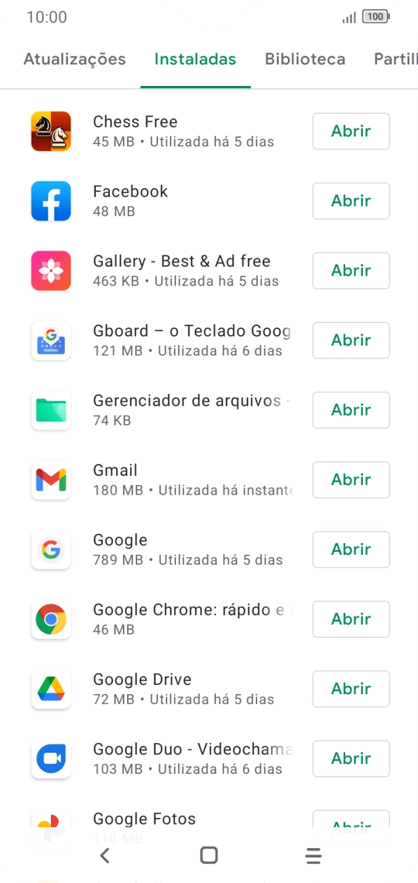 Prima a app pretendida.