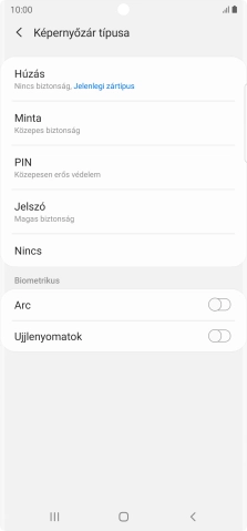 Válaszd az Ujjlenyomatok lehetőséget.