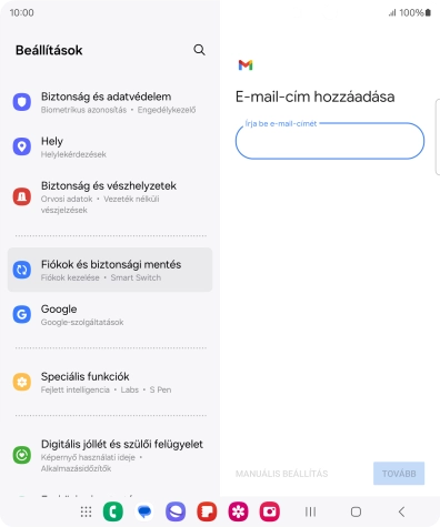 Kattints az „Írja be e-mail-címét” alatti mezőre, és írd be az e-mail címedet.