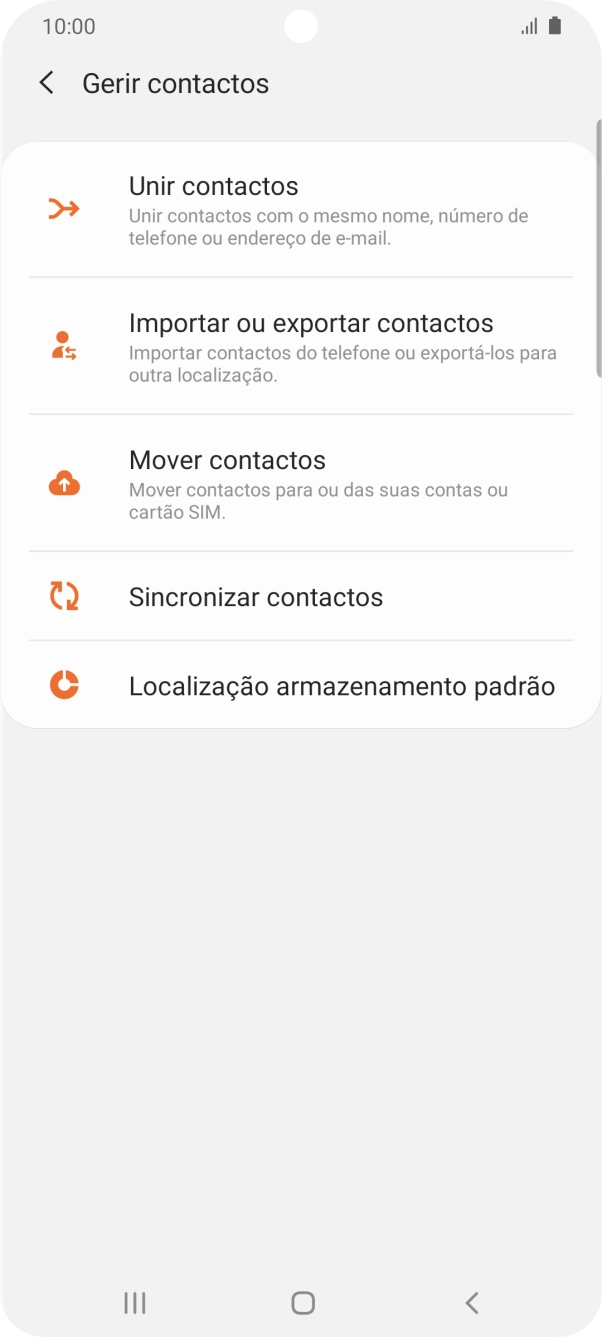 Prima Importar ou exportar contactos.