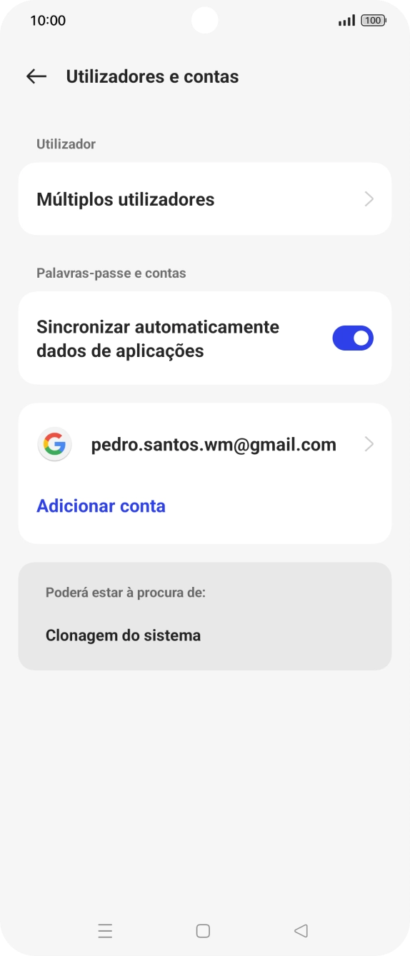 Prima Adicionar conta.