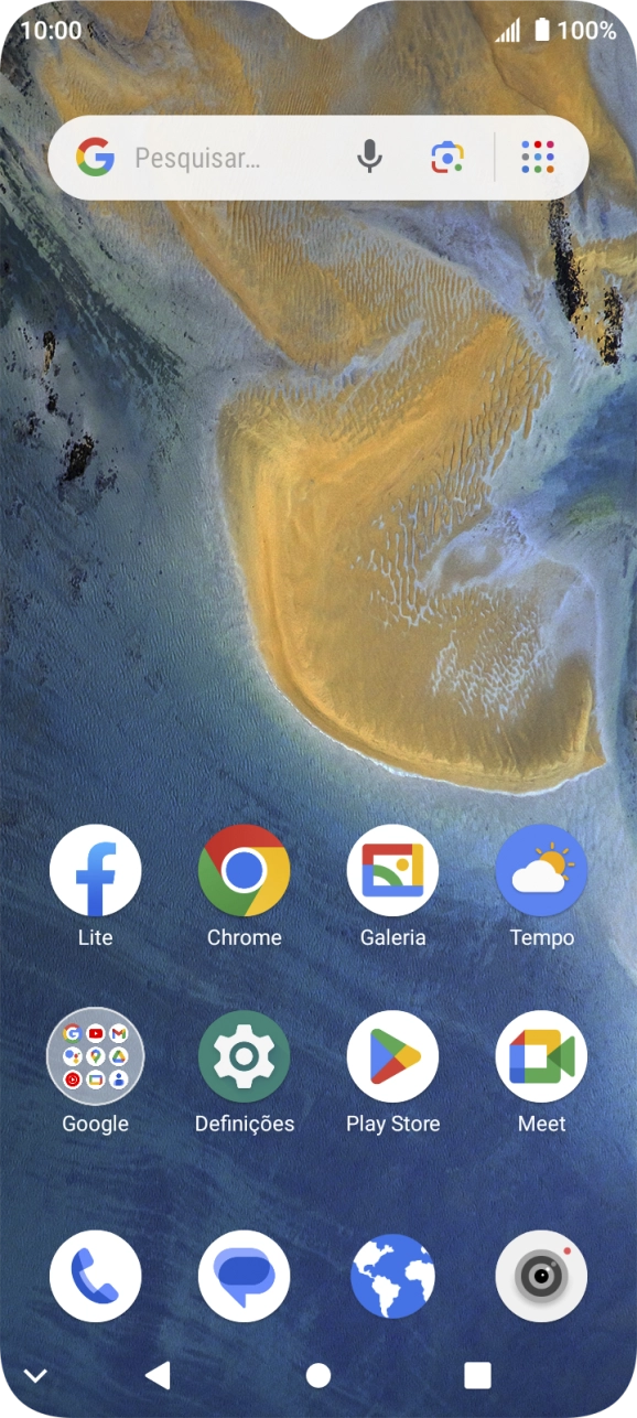 Deslize dois dedos sobre o ecrã de cima para baixo a partir do topo do ecrã.