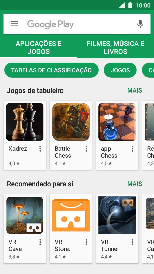 Deslize o dedo sobre o ecrã da esquerda para a direita.