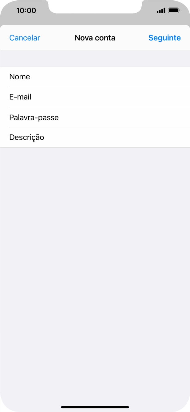 Prima Descrição e introduza o nome pretendido da conta de e-mail.