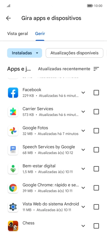 Prima a app pretendida.