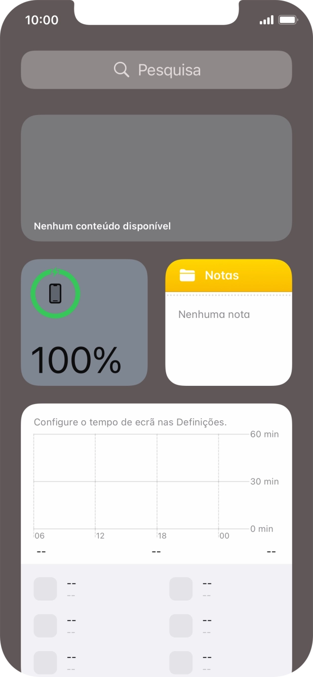 Deslize o dedo para cima no ecrã.