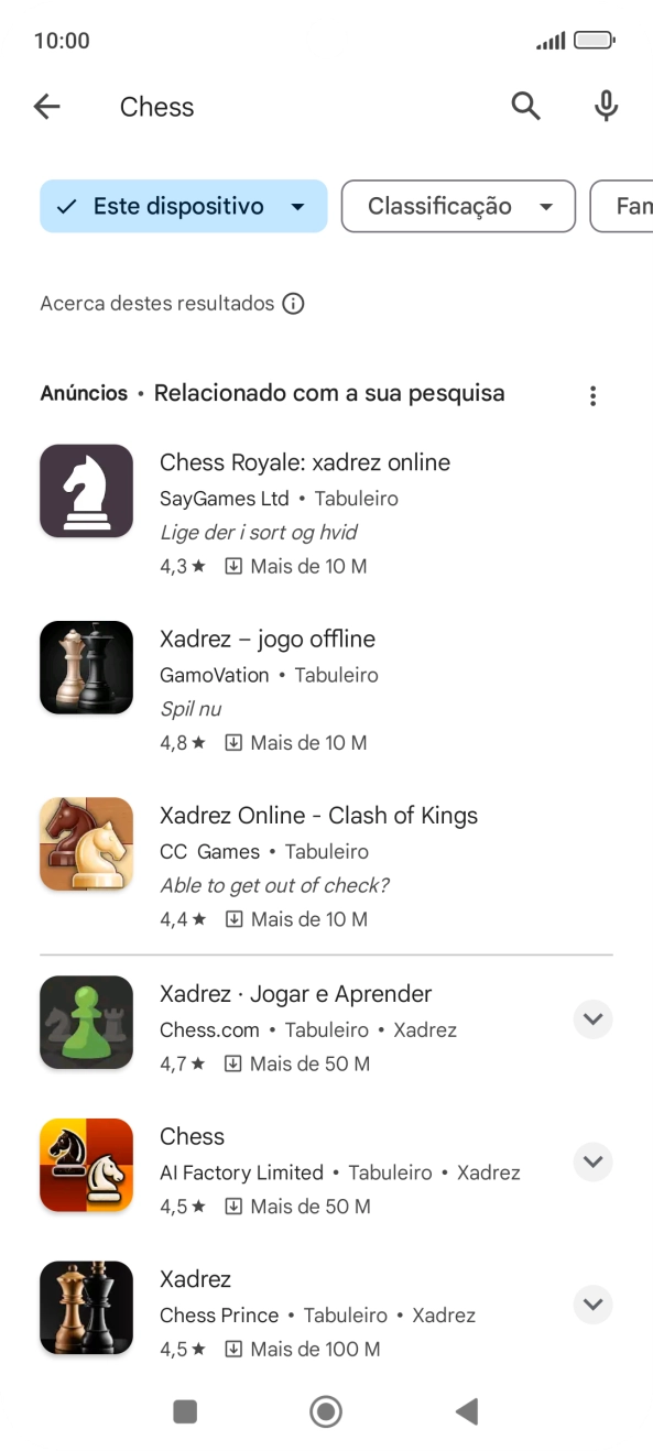 Prima a app pretendida.