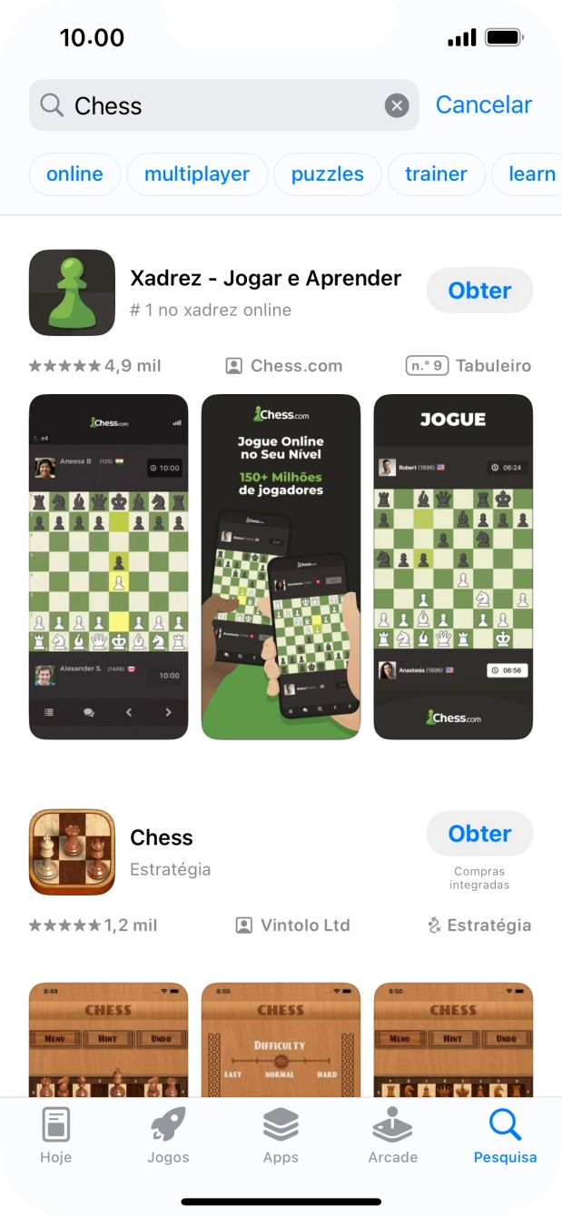 Prima a app pretendida.