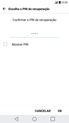 Introduza o código PIN novamente e prima OK.