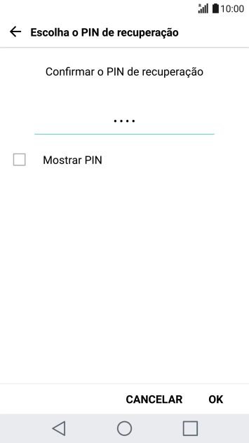 Introduza o código PIN novamente e prima OK.
