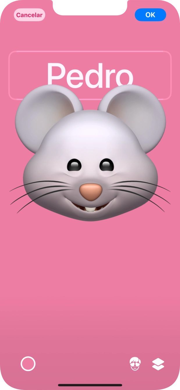 Prima o campo do nome e siga as indicações no ecrã para escolher o tipo de letra e cor para o seu nome no cartaz de contacto.