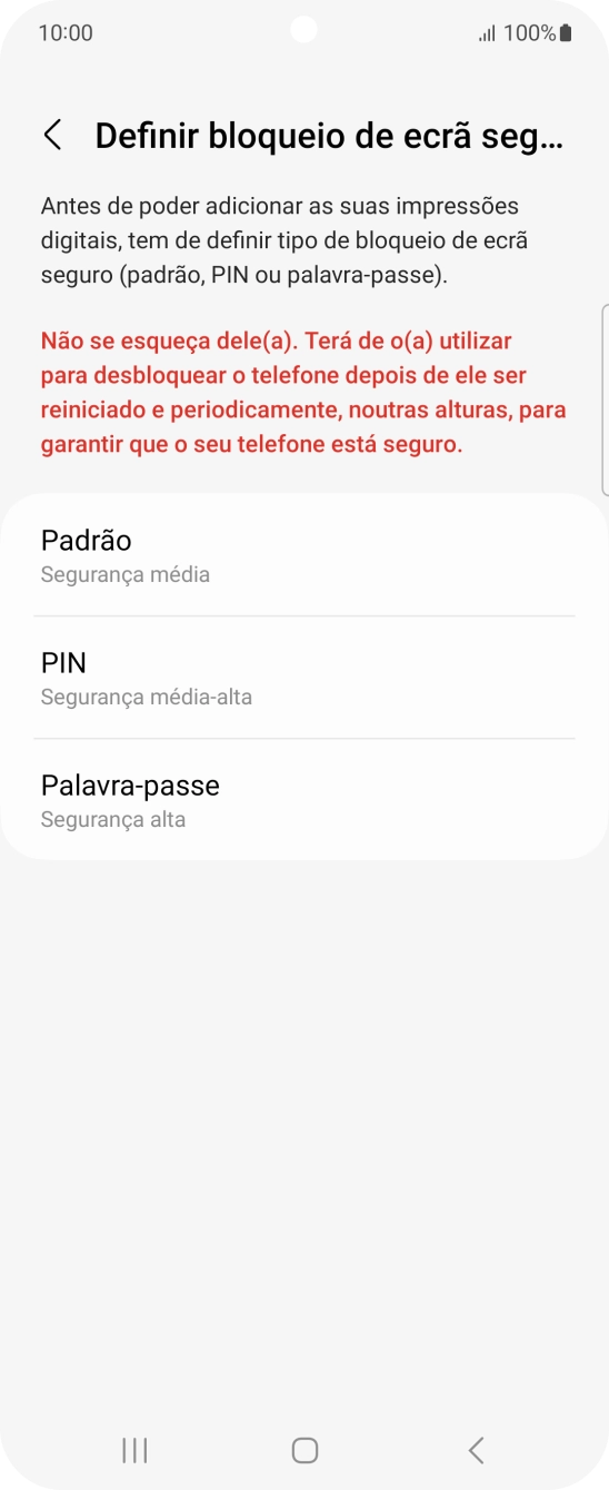 Prima o código de bloqueio do telefone pretendido e siga as indicações no ecrã para estabelecer um código de bloqueio adicional.