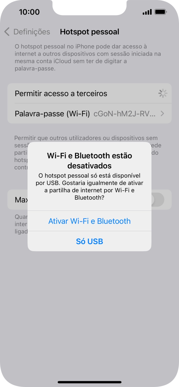 Se o Wi-Fi estiver desativado, prima Ativar Wi-Fi e Bluetooth.