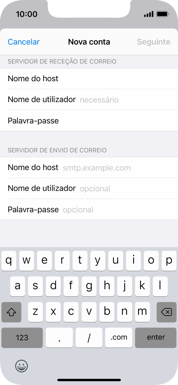Prima Nome de utilizador e introduza o nome de utilizador da sua conta de e-mail.