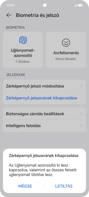Válaszd a LETILTÁS lehetőséget.