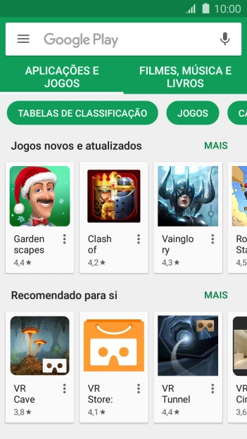 Deslize o dedo sobre o ecrã da esquerda para a direita.