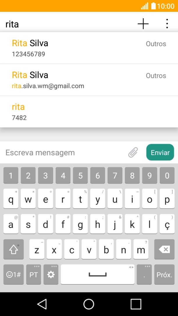 Prima o contacto pretendido.