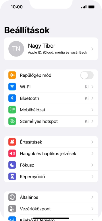 Válaszd a Mobilhálózat lehetőséget.