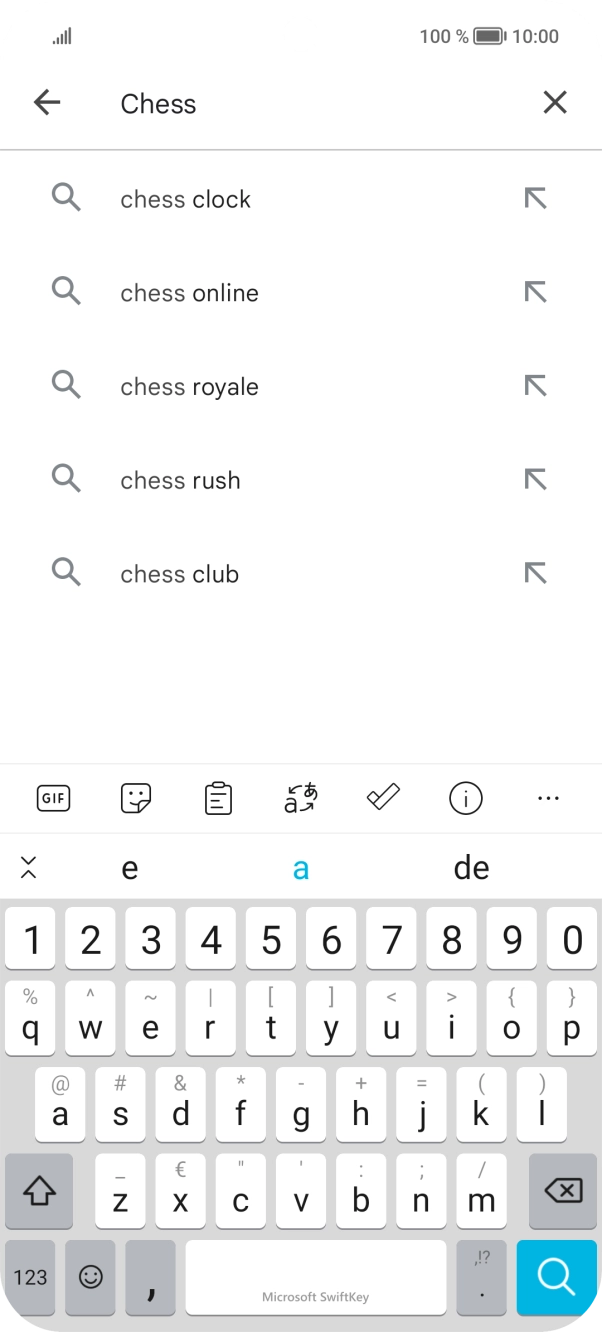 Introduza o nome ou categoria da app pretendida e prima o ícone para pesquisar.